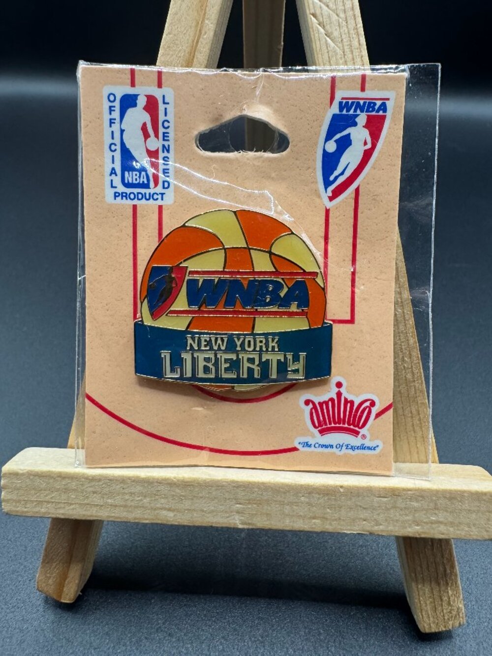 Vintage New York Liberty WNBA Enamel Pin Aminco Sealed NIP Official Licensed